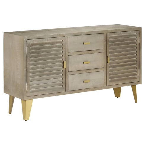 Rustika Rowe -  Drawer Cabinet Solid Mango Wood Grey with Brass 140x40x80 cm